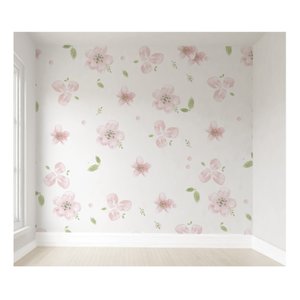 Papel de parede floral rosa menina para quarto de bebê M² PP78