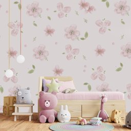 Papel de parede floral rosa menina para quarto de bebê M² PP78 - 3
