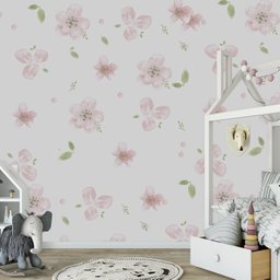 Papel de parede floral rosa menina para quarto de bebê M² PP78 - 4