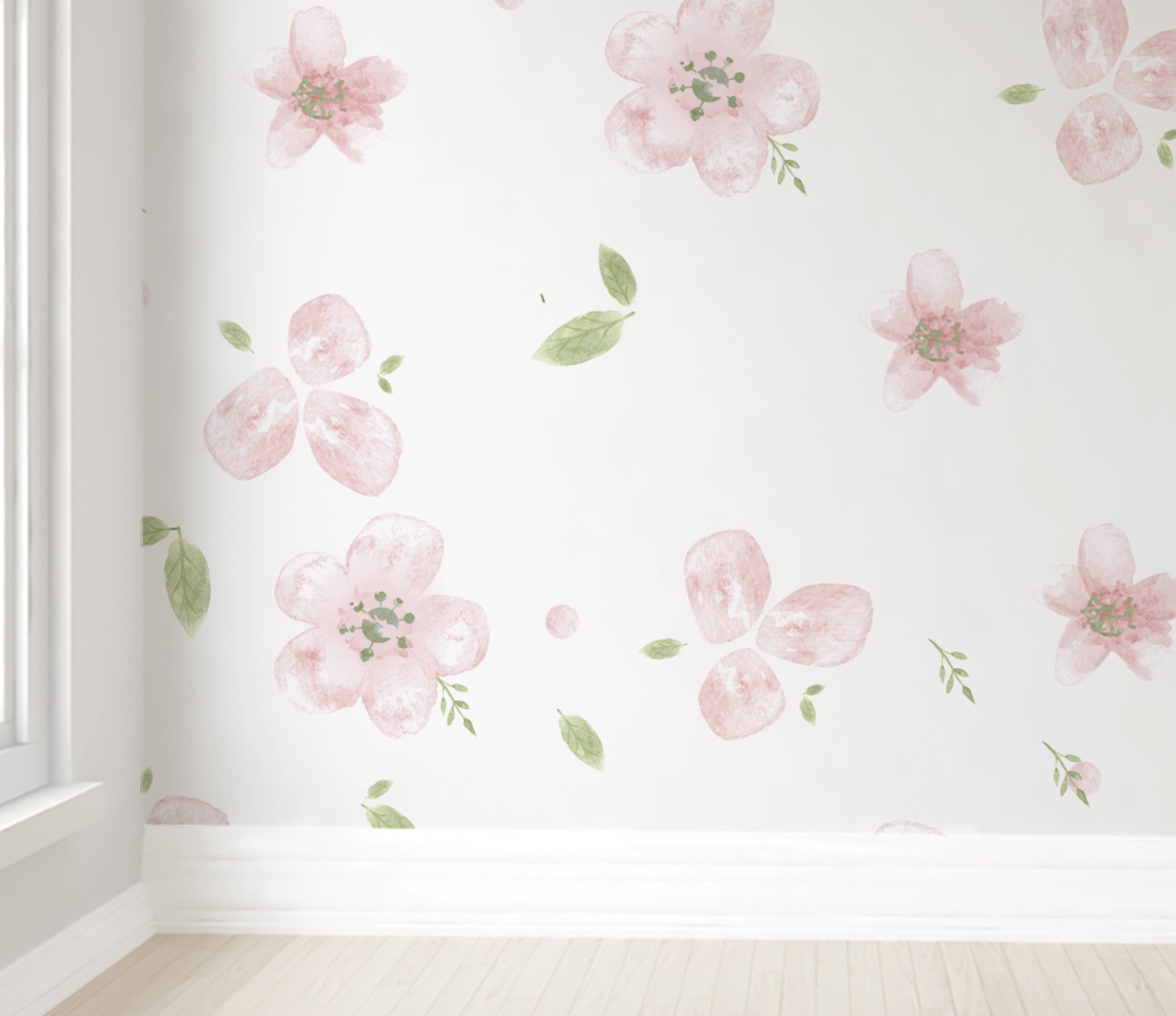 Papel de parede floral rosa menina para quarto de bebê M² PP78 - 2