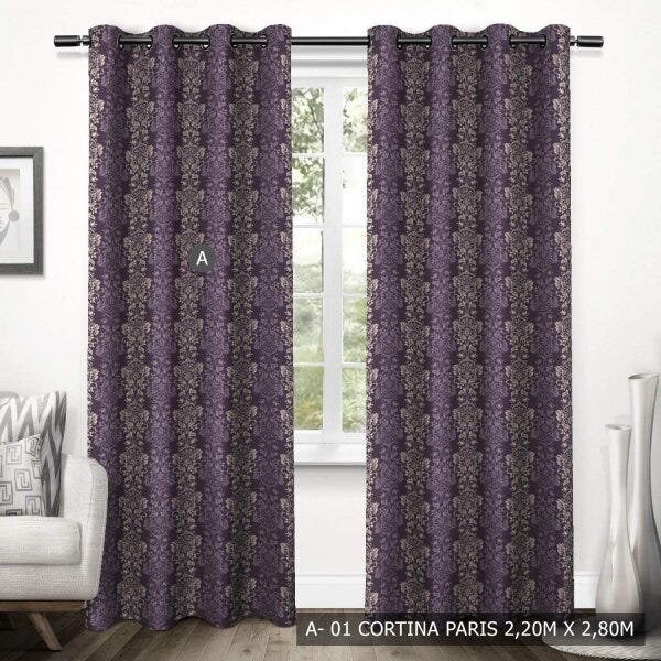 Cortinas 2 Folhas Paris 280cmx220cm Tecelagem Damata - 2