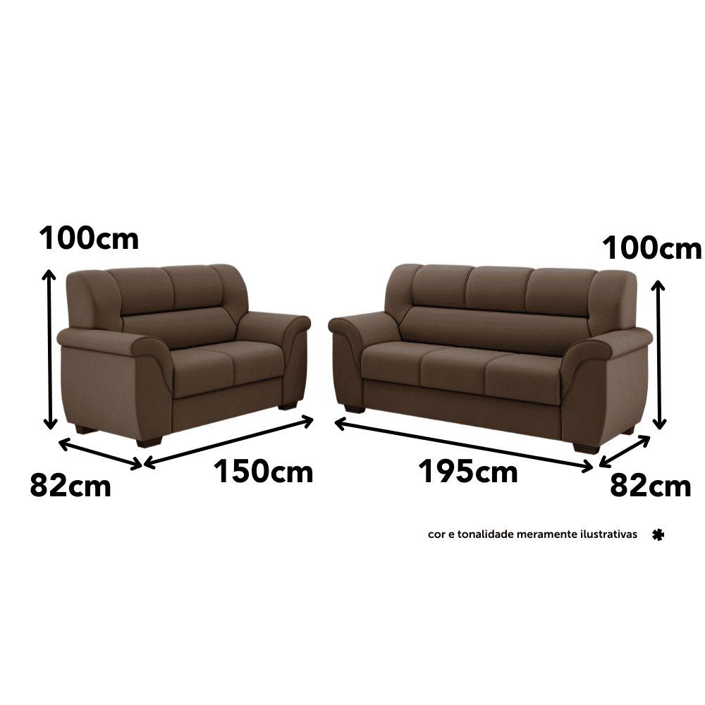 Sofá Conjunto 3 (1,96m) e 2 (1,56m) Lugares (18838)