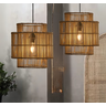 Luminária de Teto em Fibra de Bambu Rustico Artesanal Orgânico para Sala Quarto Cozinha Restaurante - 9