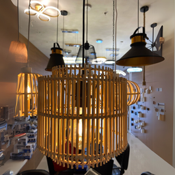 Luminária de Teto em Fibra de Bambu Rustico Artesanal Orgânico para Sala Quarto Cozinha Restaurante - 5