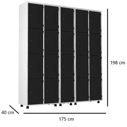 Armário Roupeiro Aço 20 Portas Academia Guarda Volume Trinco Preto - 4