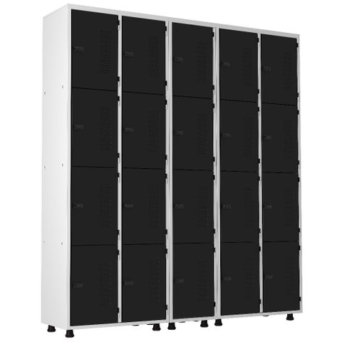 Armário Roupeiro Aço 20 Portas Academia Guarda Volume Trinco Preto