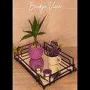 Ver imagem 6 de Bandeja Espelhada Decorativa Retangular 30x20cm Preto Fosco Banheiro Aparador Vienna