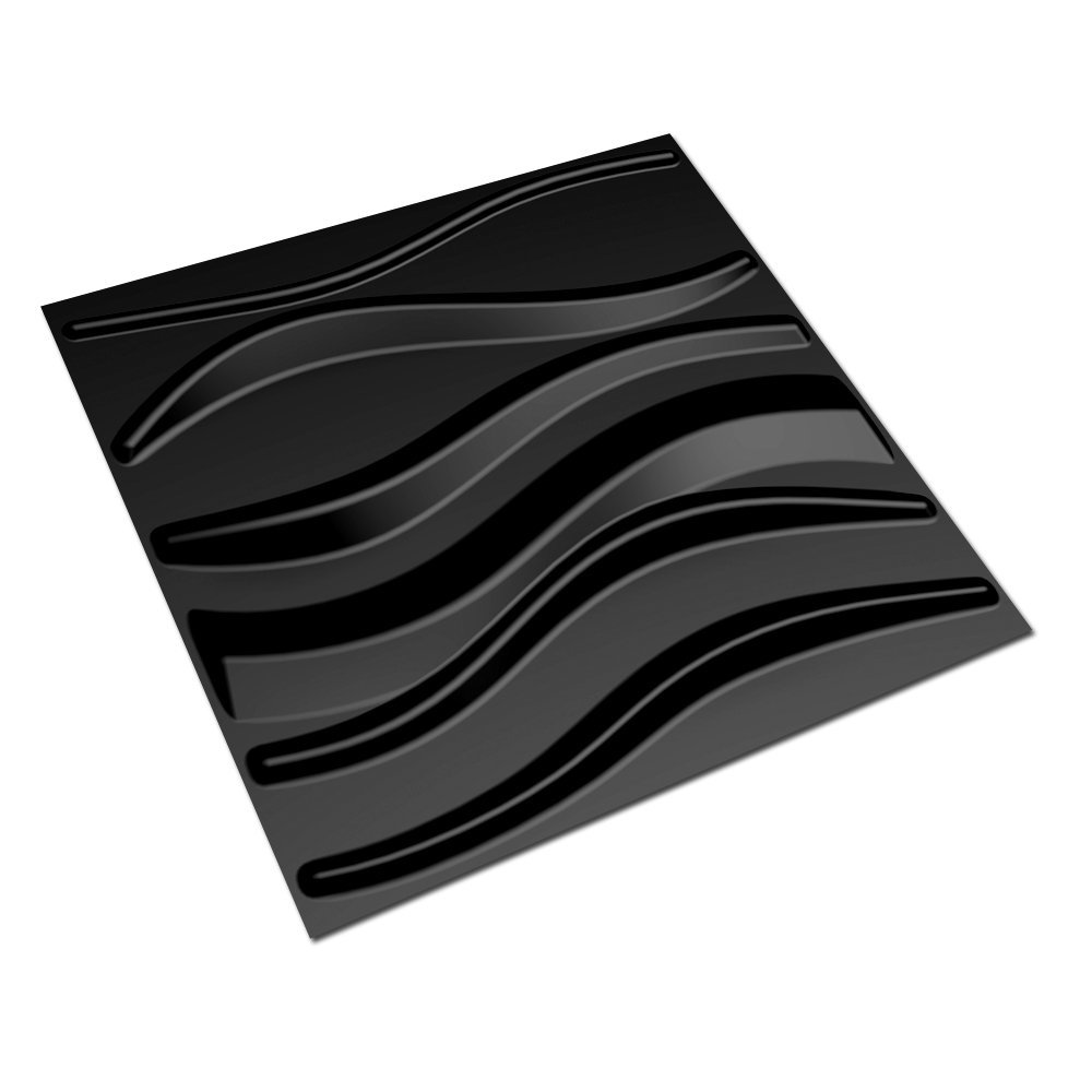 KIT 12 Placas 3D PVC Preto Decoração Revestimento PREMIUM de Parede e Teto (3m²) - CLOVER - 6
