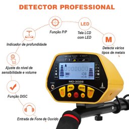 Detector de Metais MD-3028 Portátil Ferro Alumínio Ouro Bronze Prata Lorben - 2