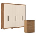Ver imagem 1 de Cômoda Astral e Guarda Roupa Casal Venice 62780pe Amendola Touch Off White com Pés - Demóbile