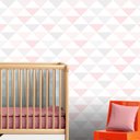 Ver imagem 1 de Papel Parede Infantil Menina Rosa Triângulos Autocolante 3Mt