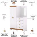 Ver imagem 4 de Cômoda para Quarto com Espelho 2 Portas 4 Gavetas 120cm Tulsa V01 Branco Camarim - Lyam Decor