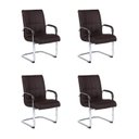 Ver imagem 2 de Kit com 4 Cadeiras Office Base Fixa em Aço Cromado e Couro Ecologico Austin Marrom