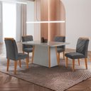 Ver imagem 1 de Mesa de Jantar Diane Tampo 120cm Mdf Vidro Canto Copo e 4 Cadeiras Melissa Moderna Mobilia