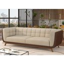 Ver imagem 2 de Sofá 3 Lugares 240cm Coin PU Marrom | Bouclé Suave Off White - Sallar Home