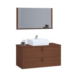 Gabinete de Banheiro Suspenso 2 Gavetas Berlim 60cm Natura - Marrom - 2