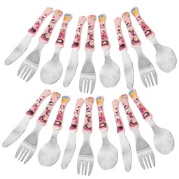 12 Jogos de Talheres Minnie Garfo Faca Colher Inox Disney Infantil Rosa Simonaggio - 5