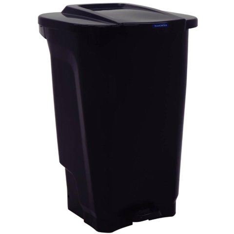 Cesto de Lixo com Pedal 100l Tramontina Preto Lixeira Plástica Grande Modelo T-force