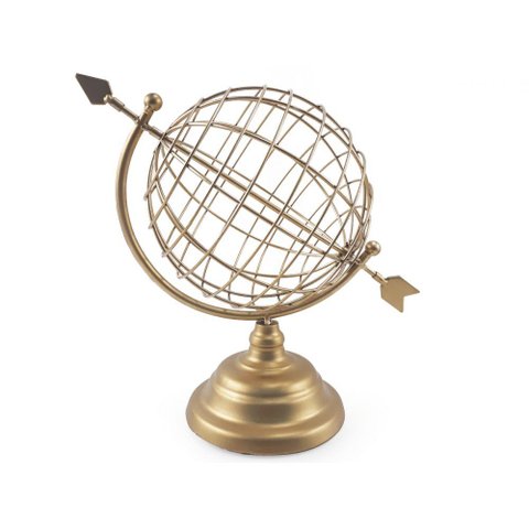 Globo Giratório Modelo Flecha em Metal Dourado 26x18cm