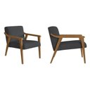 Ver imagem 2 de Kit 2 Poltronas Decorativas Madeira Maciça Jequitibá Tecido Algodão Flávia
