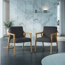 Ver imagem 1 de Kit 2 Poltronas Decorativas Madeira Maciça Jequitibá Tecido Algodão Flávia