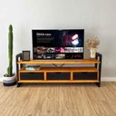 Ver imagem 4 de Rack para TV Linea de Madeira Pinus com 3 Gavetas Carvalho e Preto