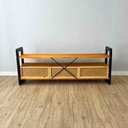 Ver imagem 2 de Rack para TV Linea de Madeira Pinus com 3 Gavetas Carvalho e Preto