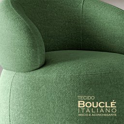 Poltrona Design Sofisticado Orgânica Luxo Fino Acabamento Eloah Base Giratória Bouclé Italiano Verde - 6