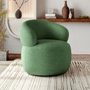 Ver imagem 1 de Poltrona Design Sofisticado Orgânica Luxo Fino Acabamento Eloah Base Giratória Bouclé Italiano Verde