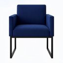 Ver imagem 1 de Kit 2 Poltronas para Recepção Lina com Base de Ferro Preto Resistente Azul