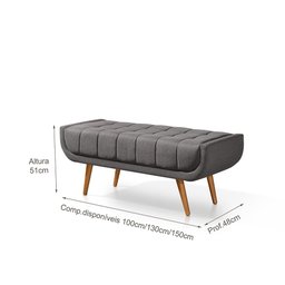 Recamier França 1,00M com Base Madeira Linho Sofatec - 3
