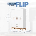 Ver imagem 3 de Guarda-Roupa para Quarto de Bebê 4 Portas Flip Branco/Fosco