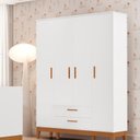 Ver imagem 1 de Guarda-Roupa para Quarto de Bebê 4 Portas Flip Branco/Fosco