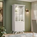 Ver imagem 1 de Cristaleira Porta de Vidro com Led 71cm Vinci Off White N02 - Mpozenato