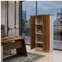 Ver imagem 1 de Armário Alto Fechado com 02 Portas – 1,61×0,80×0,45m Nogal Sevilha/Branco – 34315