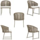 Ver imagem 5 de 1 Cadeira Noronha Aluminio Micro Pintura Champanhe, Tr. Telinha Corda Nautica Rami, Estofado -