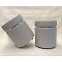 Ver imagem 1 de Kit 2 Puffs Redondo Estofado com Aro Metálico, Tecido Linho Cinza Claro, Design Moderno