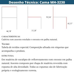 Cadeira Mh-3230 Herval Madeira Maciça Amêndoa Encosto Palha Algodão Estofado Linho Bege - 6
