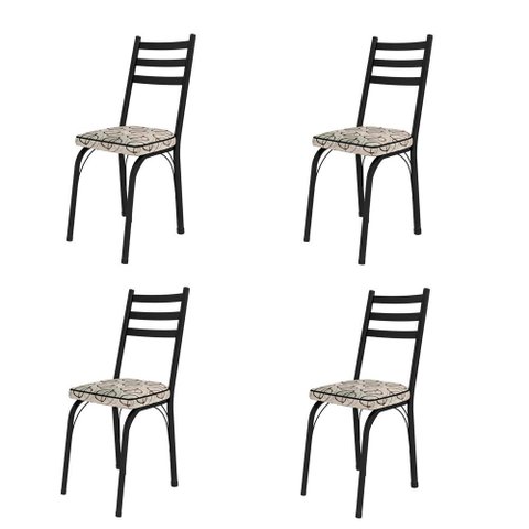 Kit com 4 Cadeiras de Jantar Aço Tubular 141 Sf Preto/cedro - Movelpolo