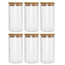 Kit 6 Potes Borossilicato Hermético Tampa Bambu 600ml Class - 1