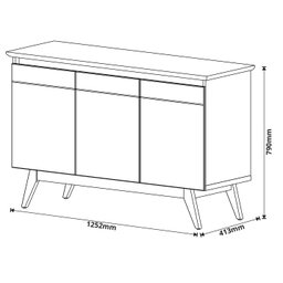 Buffet Classic 3P Imcal 66833 Off White Nature Pé Madeira - 3