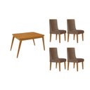 Ver imagem 1 de Sala de Jantar Completa Havana C/ Tampo Madeirado Canto Curvo 120x80cm e 4 Cadeiras Dakota Naturale
