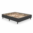 Ver imagem 1 de Cama Box Casal 158 x 198cm, 100% Madeira, Tecido Blindado com Veludo Cinza Escuro