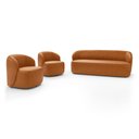 Ver imagem 2 de Kit 02 Poltronas Giratória e 01 Sofá Orgânico Leez 205cm 03 Lugares Couríssimo Caramelo - Abmaza