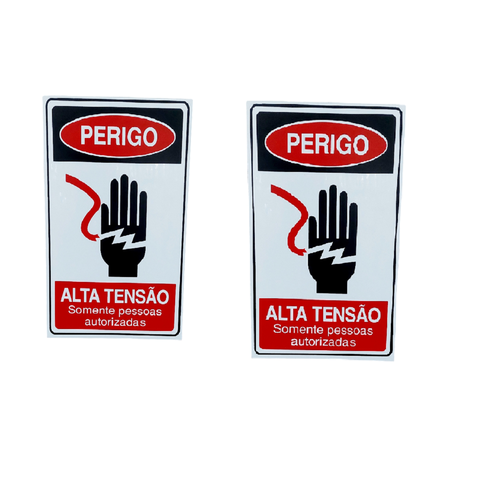 Kit 2 Placa de Sinalização Perigo Alta Tensão 20 X 30 Cm