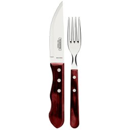 Jogo de Talheres Jumbo Churrasco Aço Inox e Cabo Polywood 12 Peças - Tramontina - 21199/796 Vermelho - 1