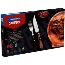 Jogo de Talheres Jumbo Churrasco Aço Inox e Cabo Polywood 12 Peças - Tramontina - 21199/796 Vermelho - 4
