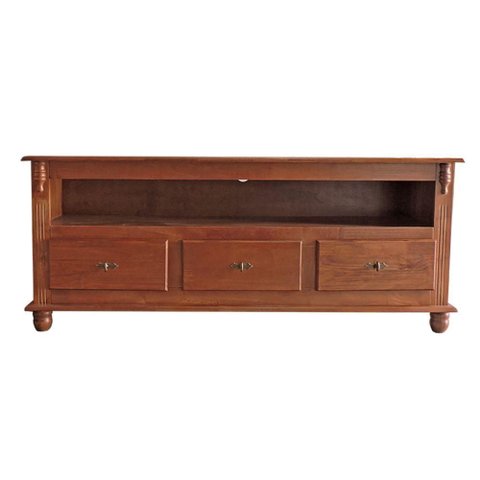 Rack para TV M550501 150cm Madeira Maciça e MDF com 3 Gavetas Nicho Retrô Imbuia