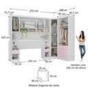 Ver imagem 3 de Quarto Modulado Casal de Canto com Guarda-roupas Maleiro e Cabeceira Alpes Master Luciane Móveis