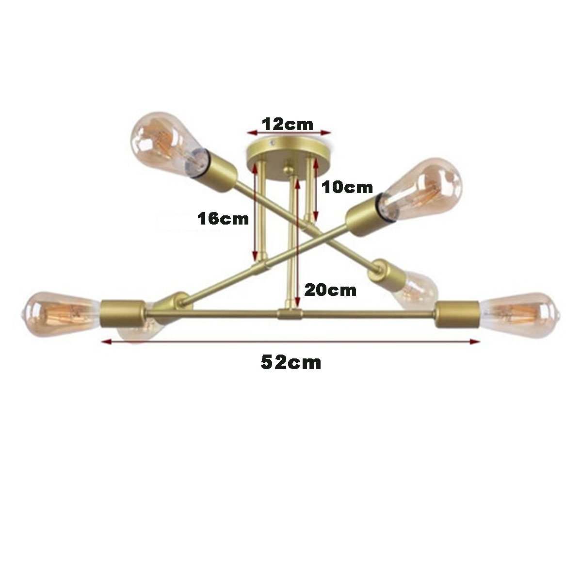 Lustre Sputnik Candelabro 6 Lampadas E27 Luminaria Sala Recepçao Ambiente Residencial Comercial Ilum - 6